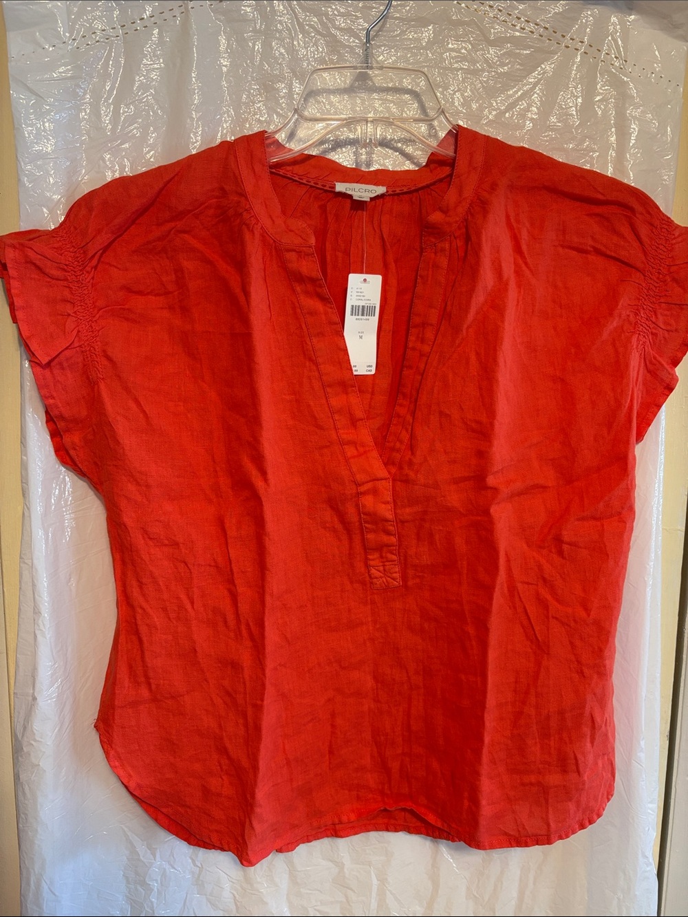 Pilcro Red Short Sleeve V-Neck Tunic